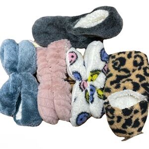 Auden Faux Fur Slipper Socks  Gripper Bottoms. Women's Cow Print